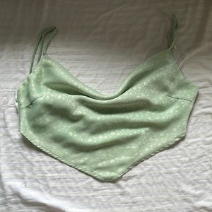Green tie in back tank top